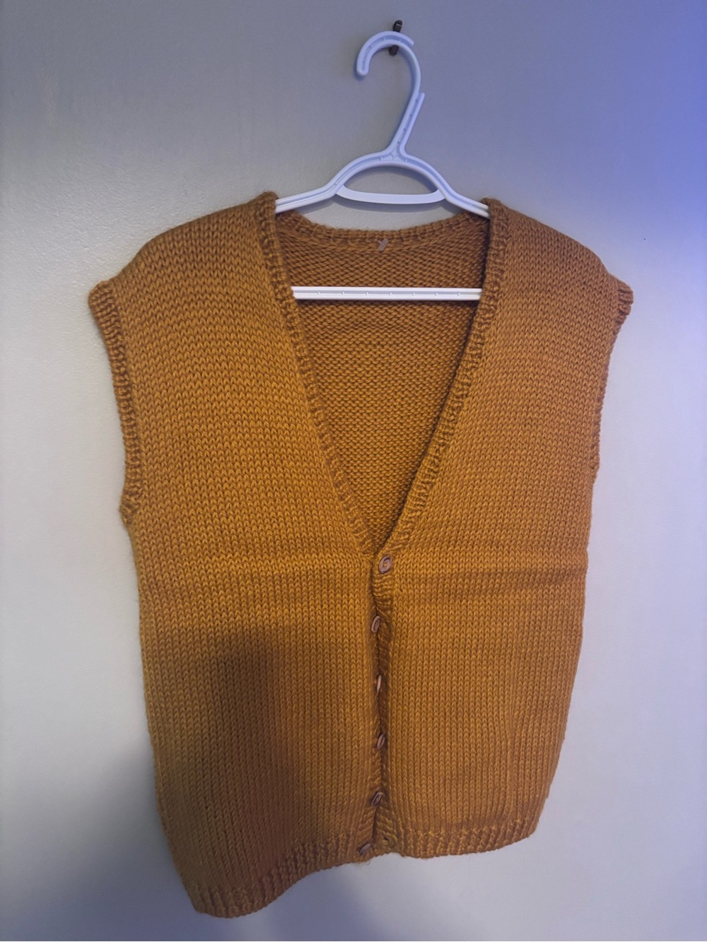 Vintage Mustard Yellow Cottagecore Boho Prairie  Handmade Knit Sweater Vest M - Picture 6 of 10